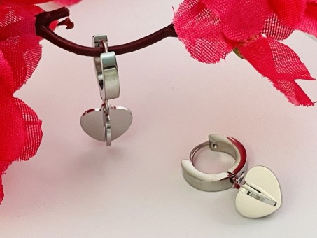 Серги металл, цвет серебро "Сердце" (пара) /2,7х1,3х1,1см./, 31-496