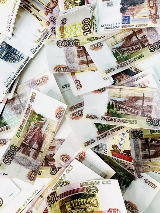 Хлопушка пневматическая "Рубли", 5х5х30см., 33-83,37-306