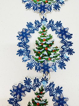 Растяжка снежинка " Ёлочка ", (5 элементов), /76х14см./, 22-316