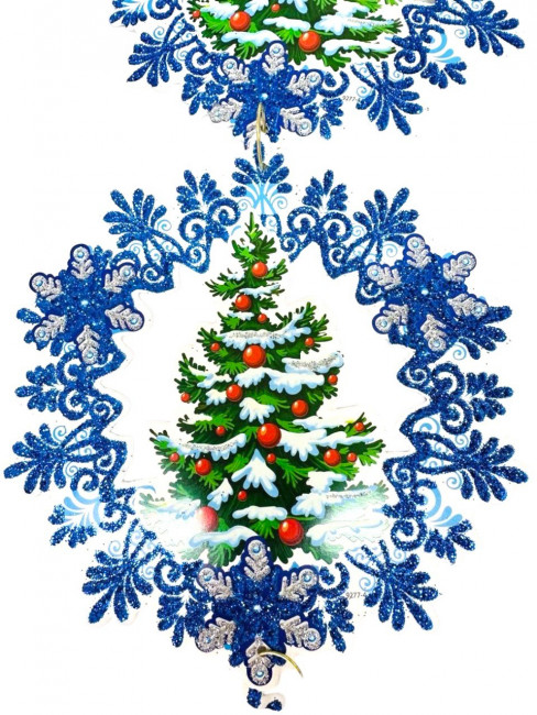 Растяжка снежинка " Ёлочка ", (5 элементов), /76х14см./, 22-316