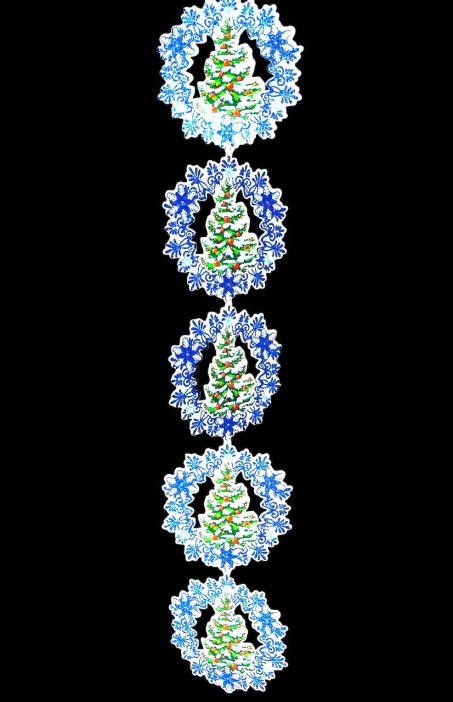 Растяжка снежинка " Ёлочка ", (5 элементов), /76х14см./, 22-316