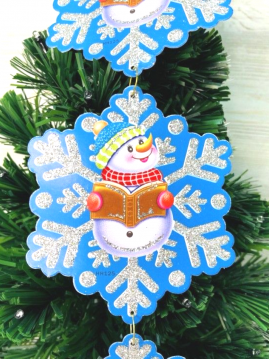 Растяжка снежинка " Снеговик ", (5 элементов), /77х13см./, 22-314