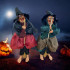 Интерьерная кукла-сувенир «Баба-Яга / Ведьма» зеленое платье(30см, светятся глаза, звук), арт. 36-65
