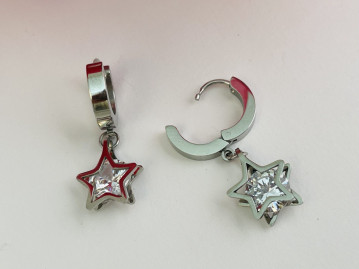 Серги металл, цвет серебро "Звезда" (пара) /3,2х1,3х1,1см./, 31-492