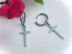 Серги металл, цвет серебро "Крест" (пара) /4,6х1,3см./, 31-482