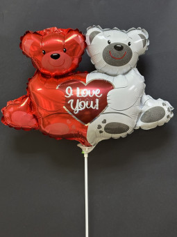 Шар фольгированный №2 "I LOVE YOU" ,32-621 + палочка в комплекте, 32-629