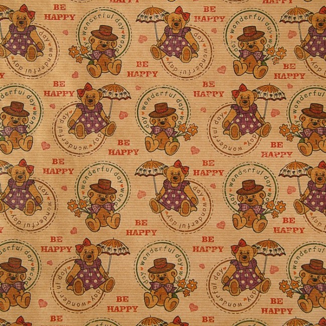 Крафт-бумага " Мишки "  0,7*1 м (1/50)