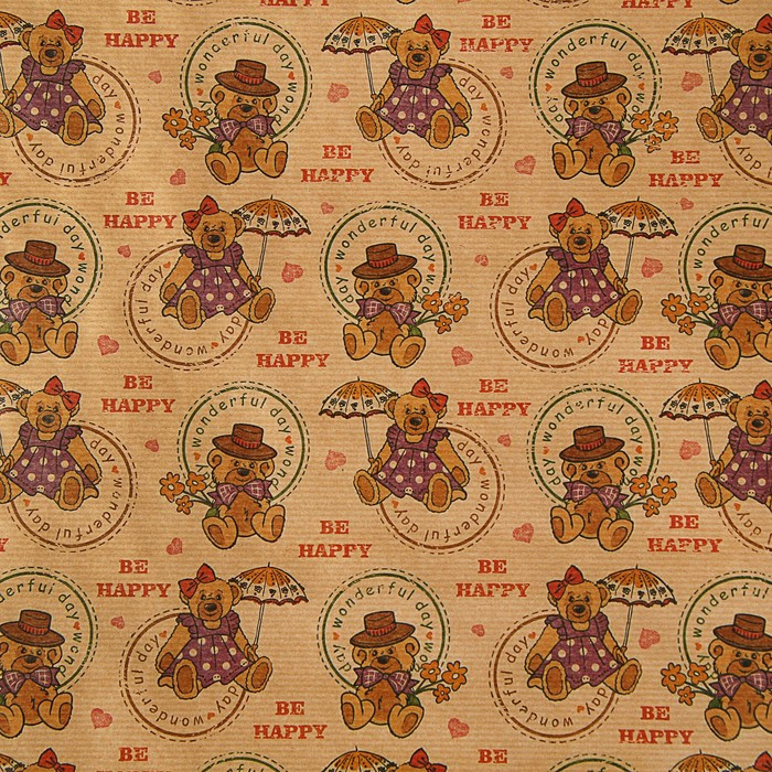 Крафт-бумага " Мишки "  0,7*1 м (1/50)