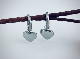 Серги металл, цвет серебро "Сердце forever love" (пара) /3,4х1,8х1,6см./, 31-504