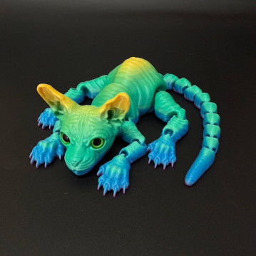 Игрушка подвижная Кот Сфинкс 3D с зелёными глазами /30х20х5см./, 36-504