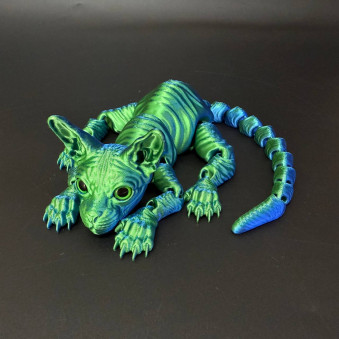 Игрушка подвижная Кот Сфинкс 3D с зелёными глазами /30х20х5см./, 36-504