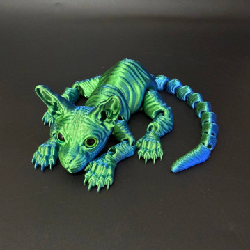 Игрушка подвижная Кот Сфинкс 3D с зелёными глазами /30х20х5см./, 36-504