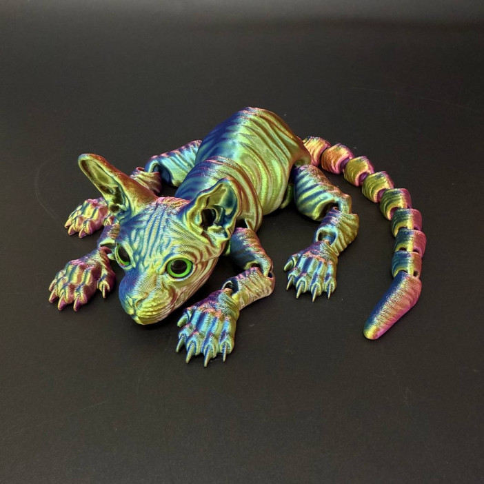 Игрушка подвижная Кот Сфинкс 3D с зелёными глазами /30х20х5см./, 36-504