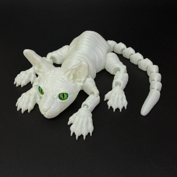 Игрушка подвижная Кот Сфинкс 3D белый светится в темноте /30х20х5см./, 36-502