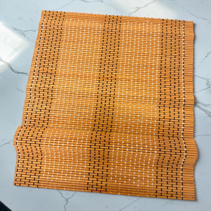 Циновка-салфетка из бамбука, 45х30см., цвет апельсин 38-64