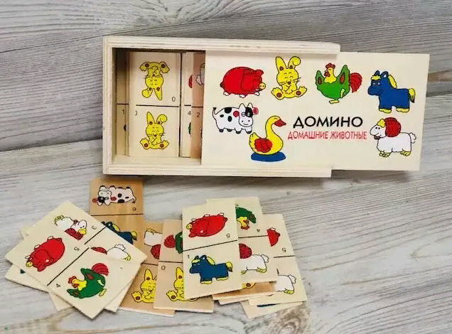 Домино из дерева " Домашние животные ", 20-22