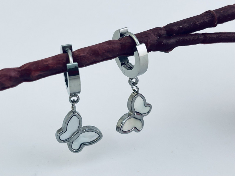 Серги под серебро "Бабочка" (пара) /3х1,3х1,3см./, 31-508