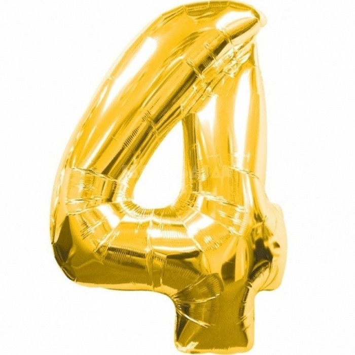 Шар фольгированный 30" "Цифра 4" золото /78см./, 22-146